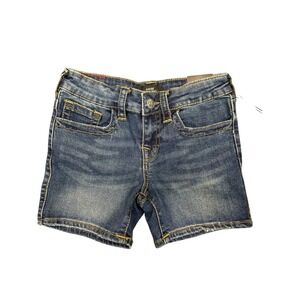 True Religion‎ Jayde Mid Rise Denim Shorts Dark Raindrops Wash Butterfly Size 7